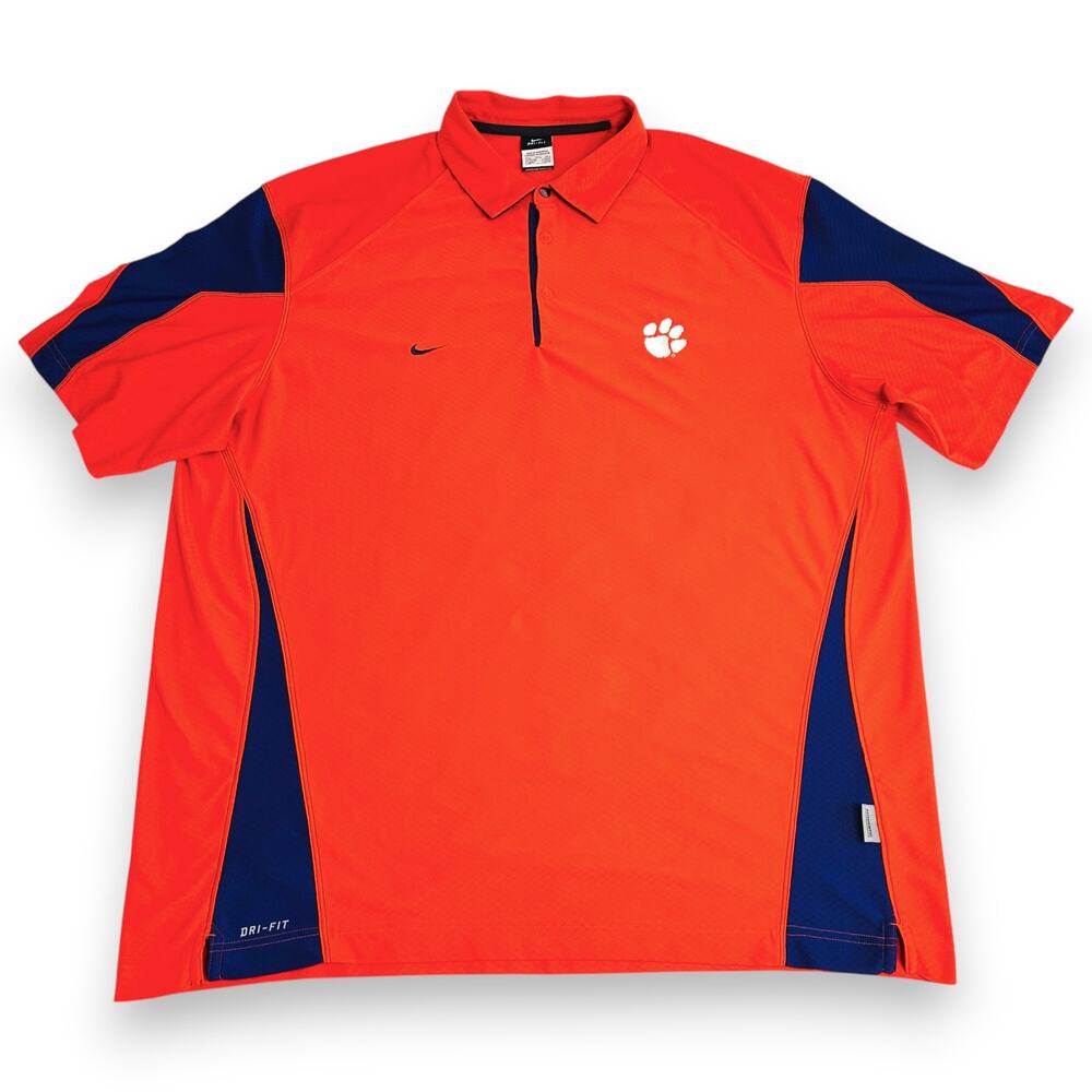Clemson Tigers XXL Polo Shirt Nike On Field Dri Fit 100% Polyester Orange Purple